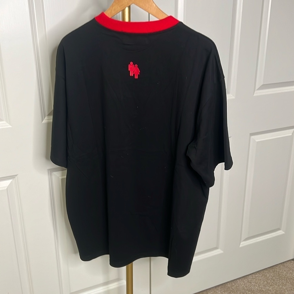 Homme + Femme unisex graphic tee ribbed collar black and red - Picture 7 of 8